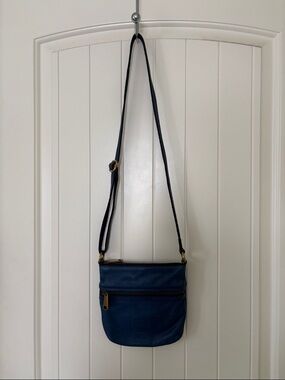 Leather Crossbody Bag in Navy Blue